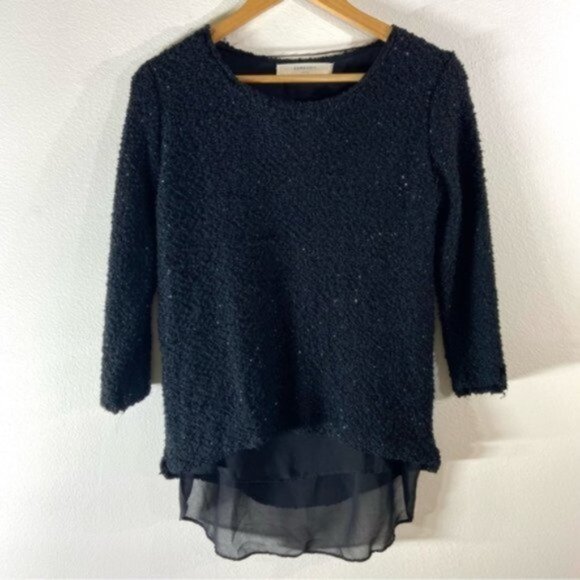 Zara Knit Women’s Two Layer Sequin Crew Neck Sweater Size Medium. - Picture 1 of 11